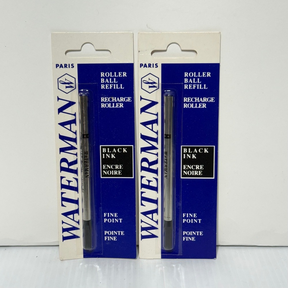 Waterman Paris Rollerball Pen Refills Black Ink Fine Point 2 Pack Vintage 1990s